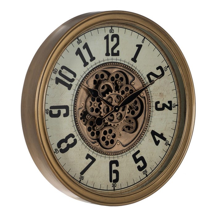 Reloj Crema-Oro Metal Decoración 66 X 9,50 X 66 Cm