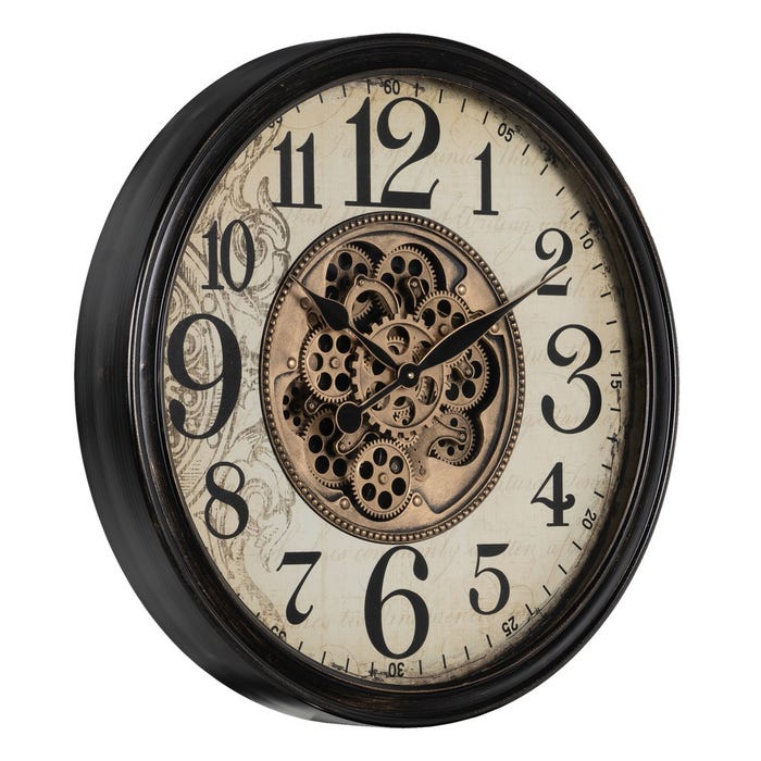 Reloj Negro-Crema Metal Decoración 66 X 9,50 X 66 Cm