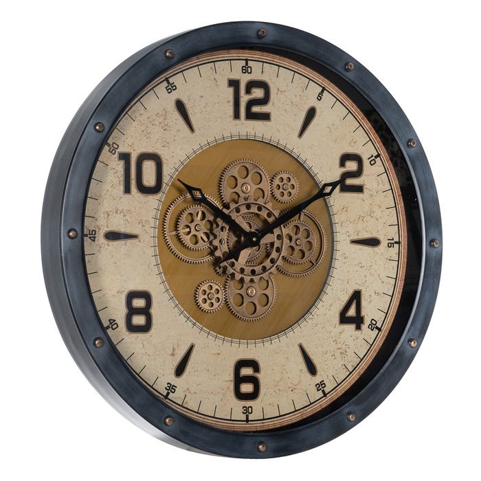 Reloj Negro-Oro Metal Decoración 72 X 9 X 72 Cm