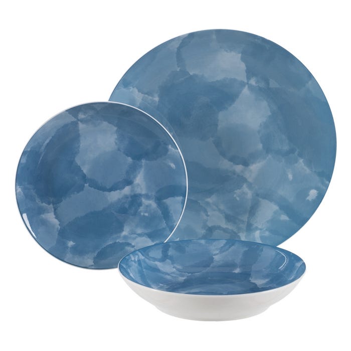 Plato Hondo Azul Porcelana Cocina 21 X 21 X 4 Cm