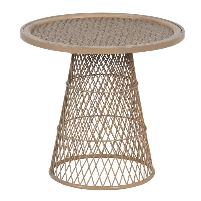 Mesa Auxiliar Natural Metal-Ratán 55 X 55 X 50 Cm