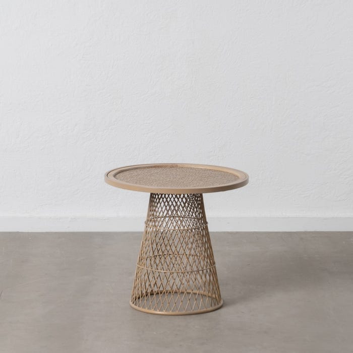 Mesa Auxiliar Natural Metal-Ratán 55 X 55 X 50 Cm