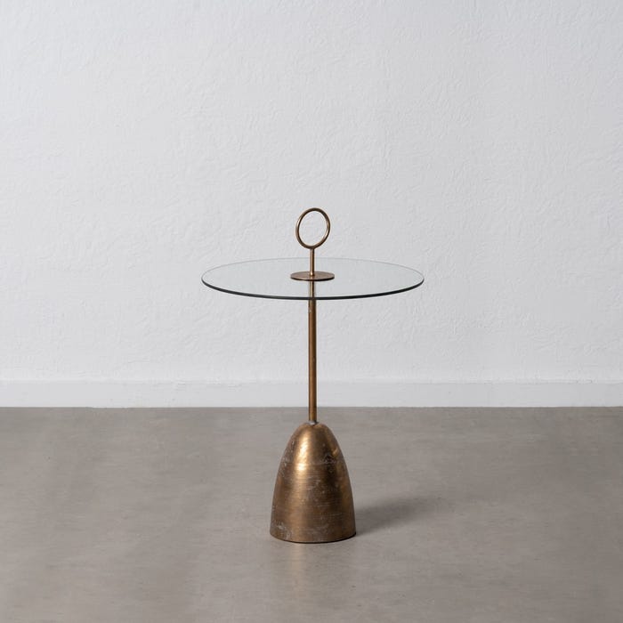 Mesa Auxiliar Oro Metal-Cristal 50 X 50 X 75,50 Cm