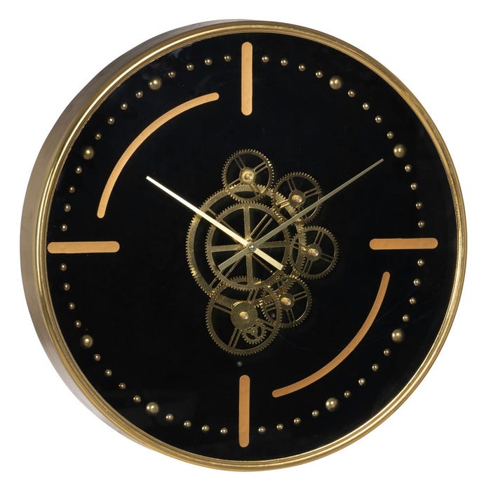 Reloj Negro-Oro Metal Decoración 46 X 7 X 46 Cm