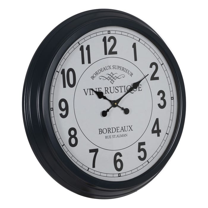 Reloj Negro-Blanco Metal Decoración 70 X 70 X 6,50 Cm
