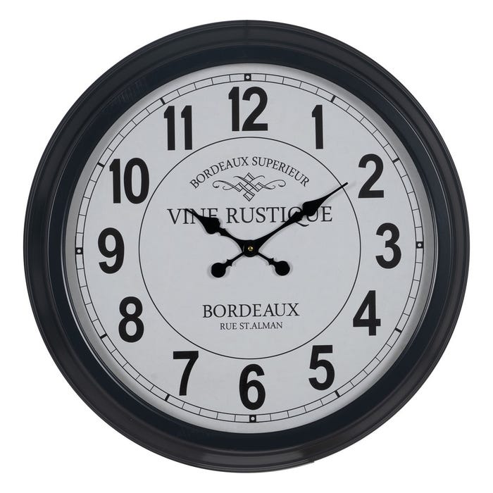 Reloj Negro-Blanco Metal Decoración 70 X 70 X 6,50 Cm
