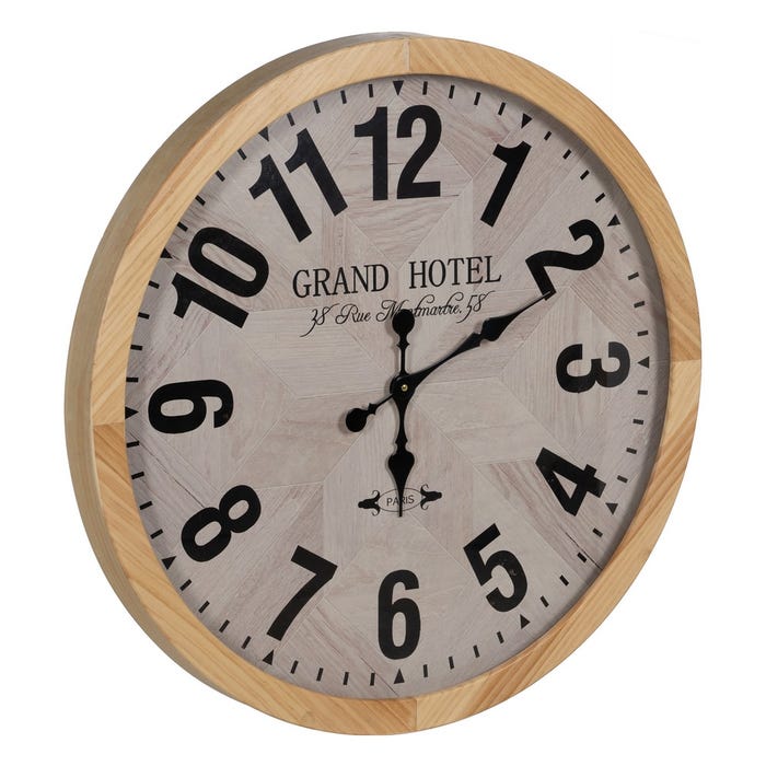 Reloj Natural-Blanco Madera / Cristal 76 X 76 X 6 Cm