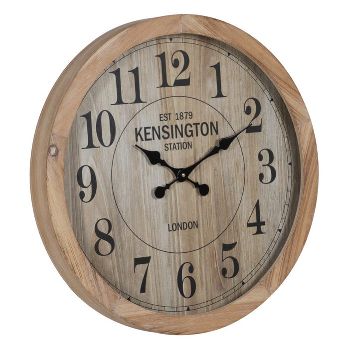 Reloj Natural Madera / Cristal 60 X 60 X 6,50 Cm