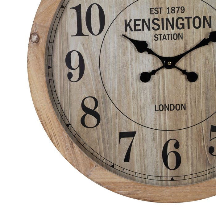 Reloj Natural Madera / Cristal 60 X 60 X 6,50 Cm