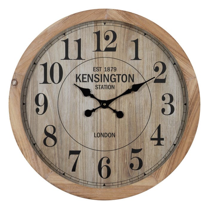 Reloj Natural Madera / Cristal 60 X 60 X 6,50 Cm