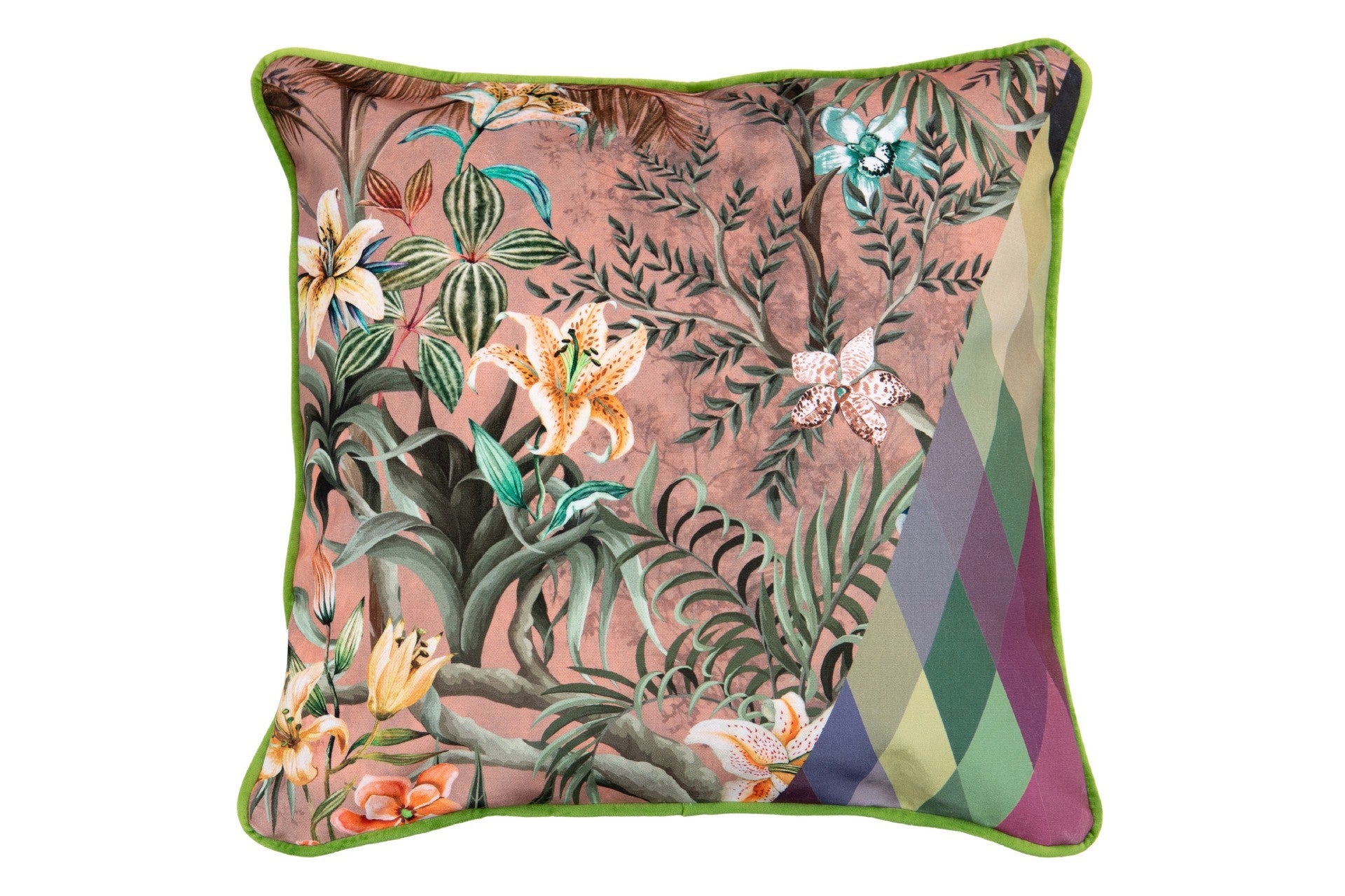 Cojin velvet flores tropical 45x13x45 cm