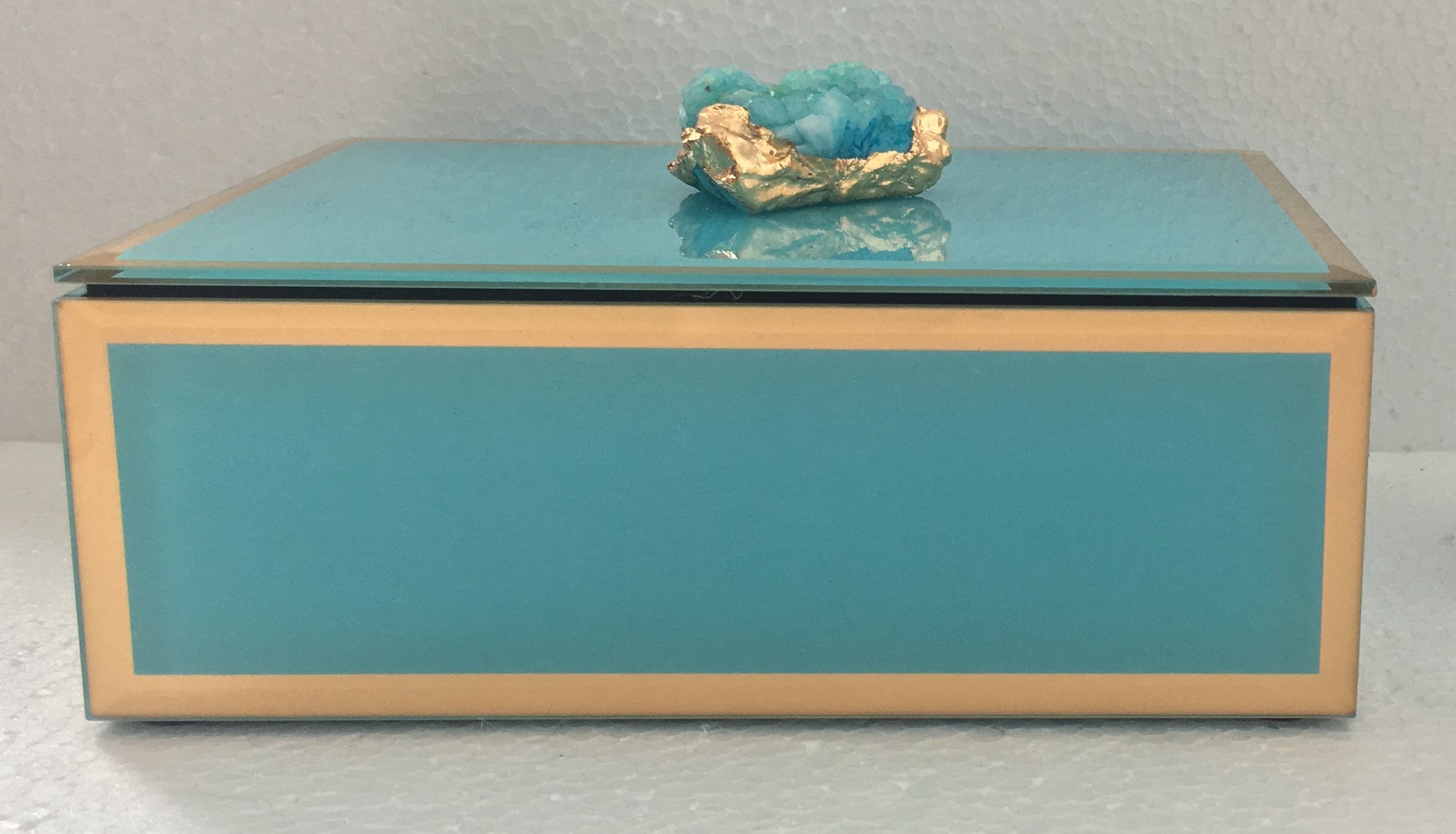 Caja rect 18*9.5*13 cristal azul piedra azul