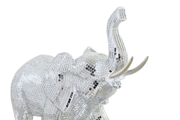 Figura Resina 47X19,5X41 Elefante Cromado Plateado