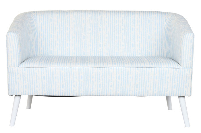 Sofa Poliester Metal 130X68X78 Rayas Azul Celeste