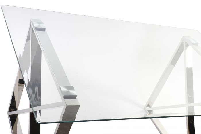 Mesa Comedor Acero Cristal 170X90X75 Transparente
