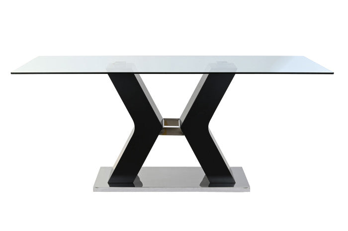 Mesa Comedor Cristal Templado Mdf 180X90X76 Negro